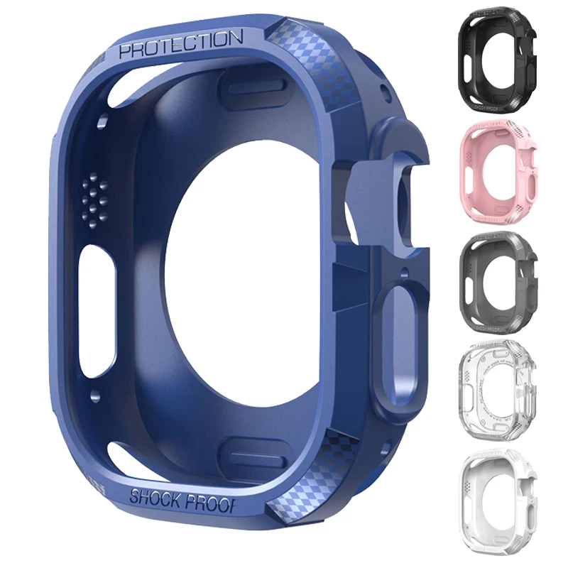 

Carbon Fiber Watch Case for Apple Watch Ultra 49mm TPU Protective Case Bumper Frame Edges for iWatch Ultra Carbon Fiber Cover