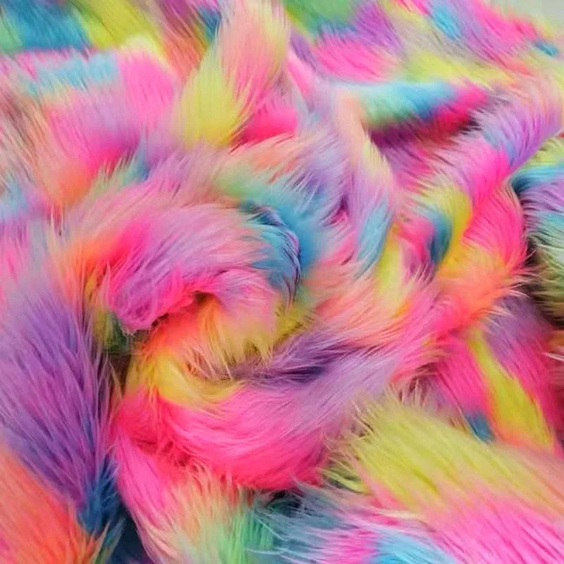 

1yard Jacquard falling water rolling plush colorful faux fur plush clothing fabric for patchwork