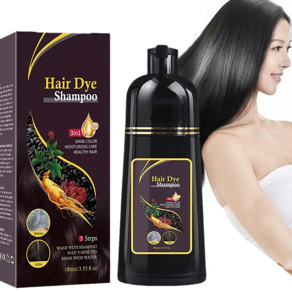 

White To Black Shampoo Instant Hair Color Shampoo Repair Grey Polygonum Multiflorum Hair Botanical Essence Extract For Women100g