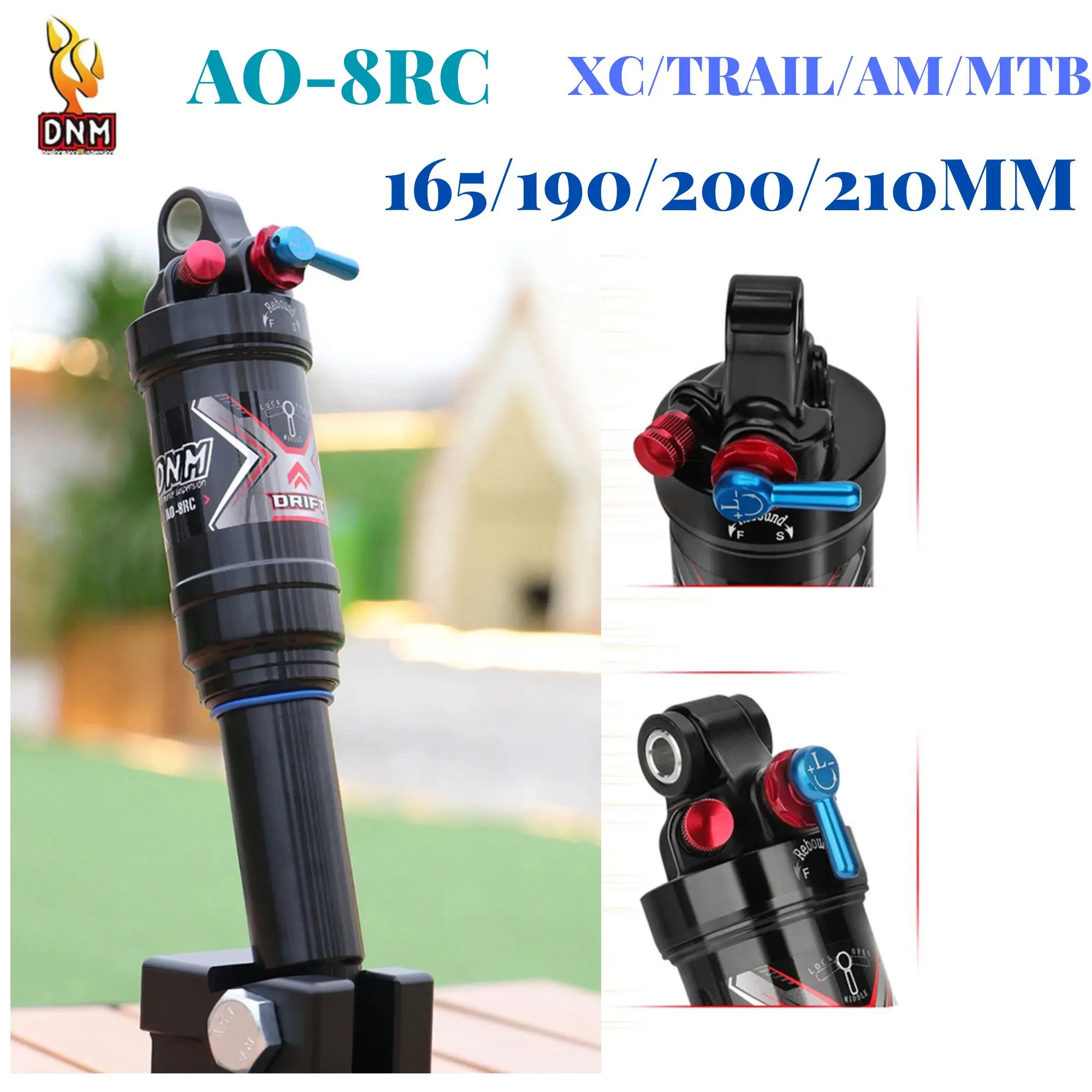 DNM AO-8RC Soft Tail Mountain Bike XC/TRAIL/AM/MTB Bicycle Air Shock Absorber 165/190/200/210mm Rear Shock Absorbers Bike Parts