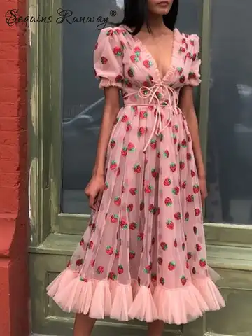 Женское винтажное вечернее платье, розовое облегающее Платье макси с блестками, клубничным рукавом и пышными рукавами, лето 2019