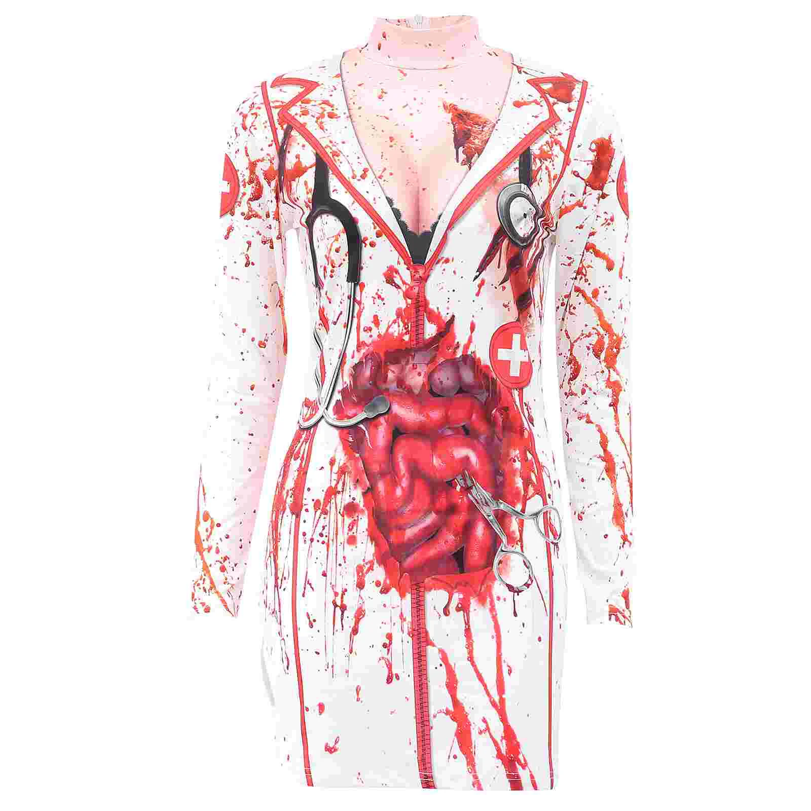 

Nurse Costume Costume Long Sleeve Nurse Dress Scary Dress Props