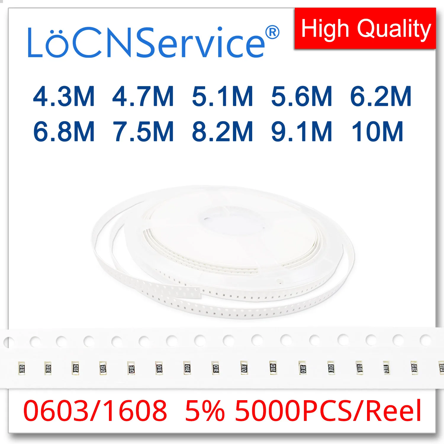

LoCNService 0603 J 5% 5000 шт. 4,3 M 4,7 M 5,1 M 5,6 M 6,2 M 6,8 M 7,5 M 8,2 M 9,1 M 10M smd 1608 резистор Ом