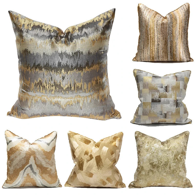 Роскошный золотой чехол для диванной подушки гостиной современный серый