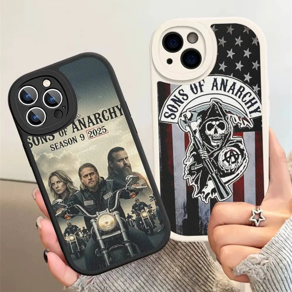 Фото Кожаный чехол для телефона с дизайном по мотивам сериала «Sons of Anarchy» для iPhone 16, 16e, 15, 14, 13, 12, 11 Pro Max, Plus, Mini №5