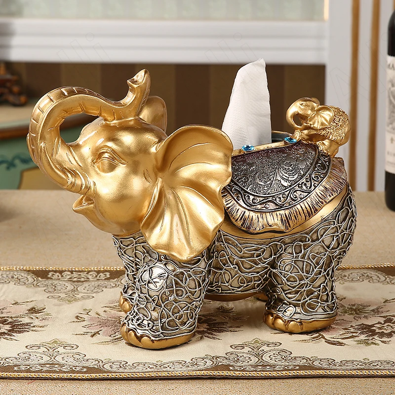 

Northern Europe Resin Tissue Box Living Room TV Cabinet Elephant Shape Paper Boxes Light Luxury Manual Crafts Home Decoration