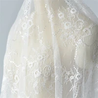 soft french lace fabric jacquard flower sequins 1yard wedding dress veil sewing accessories l259