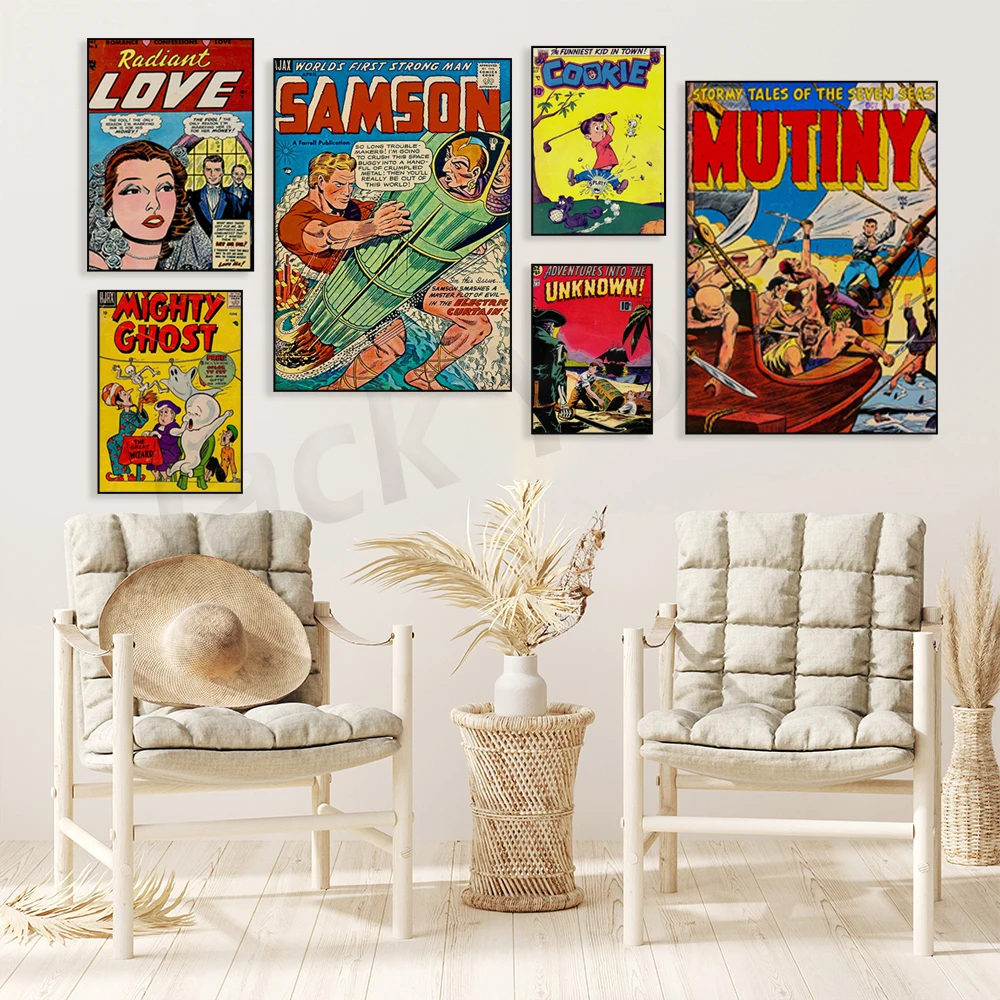 

ВИНТАЖНЫЙ ПЛАКАТ с обложкой в виде комикса 1920-х годов-идеально подходит для эстетики 50-х годов-Принт для декора дома и комнаты