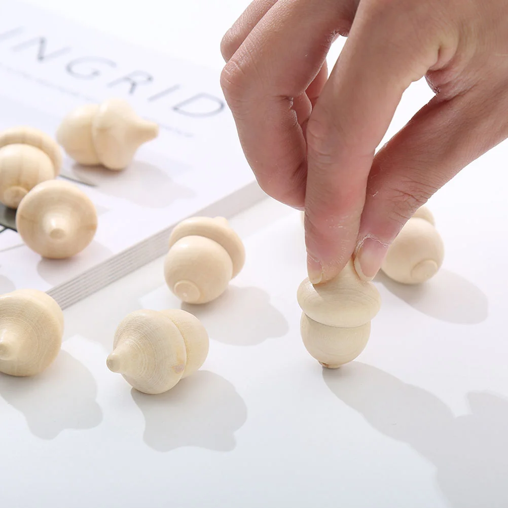 

Woody Acorn Wooden Decor DIY Material Color Mini Unfinished Playthings Craft Kitchen Toys Delicate Child Crafts