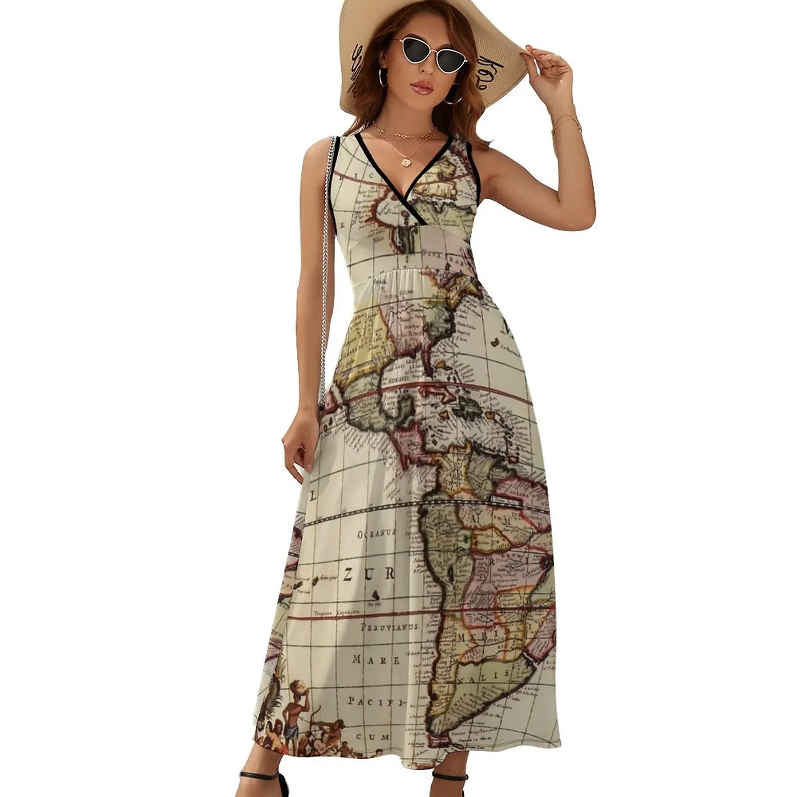 

Платье макси в богемном стиле, с высокой талией