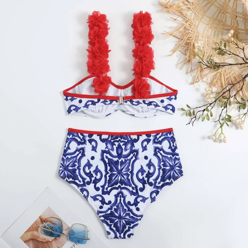 Fashion Two Pieces Swimsuit Bikini Cover Up with Skirt Women 2023 New Bowknot Swimwear Luxury Elegant Brazilian Bathing Suit