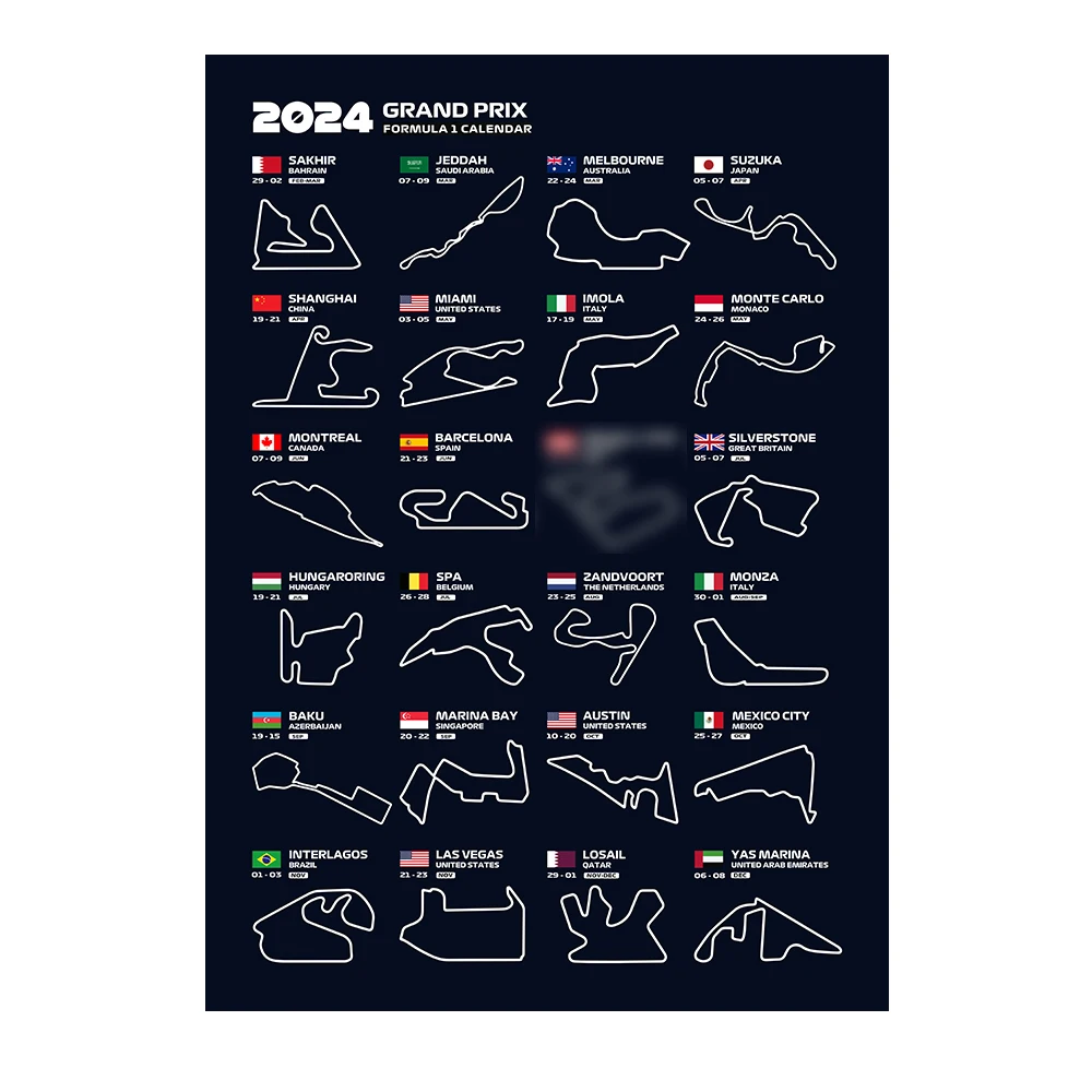 

HALFLEMART 2024 Формула 1 календарь на холсте