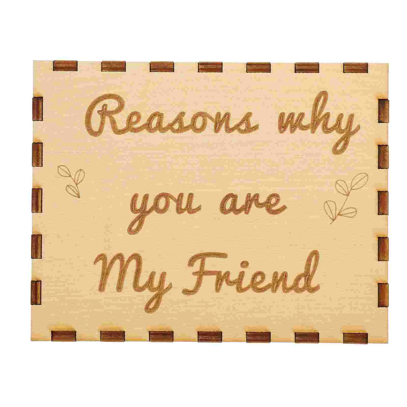 

1 Set Friendship Appreciation Gift Box Wood Keepsake Box with Wood Heart Slices for Friends