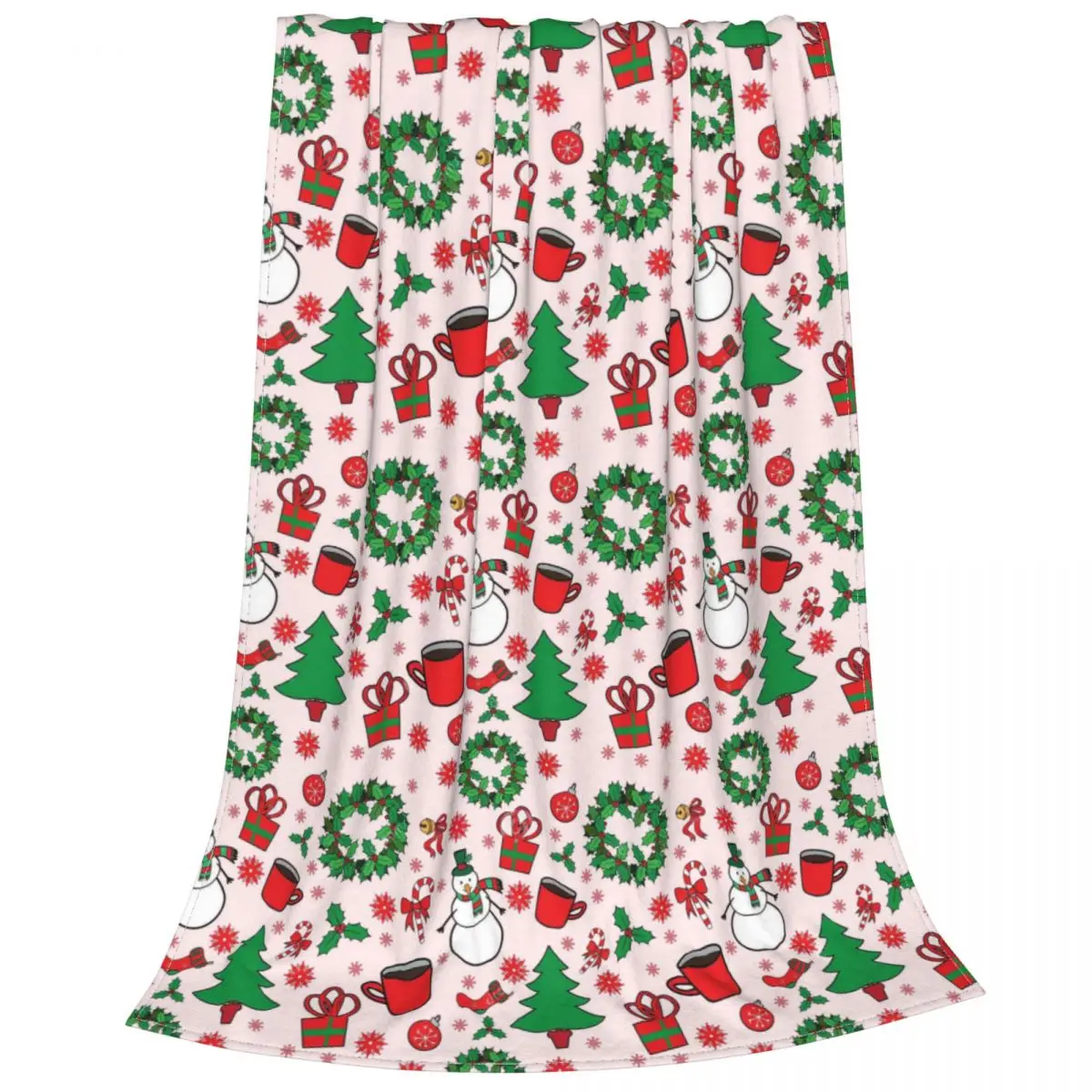 

Рождественское бесшовное одеяло со снежной подкладкой, Фланелевое текстильное украшение, карамельные Санты, тонкие одеяла для кровати, спальни, коврик