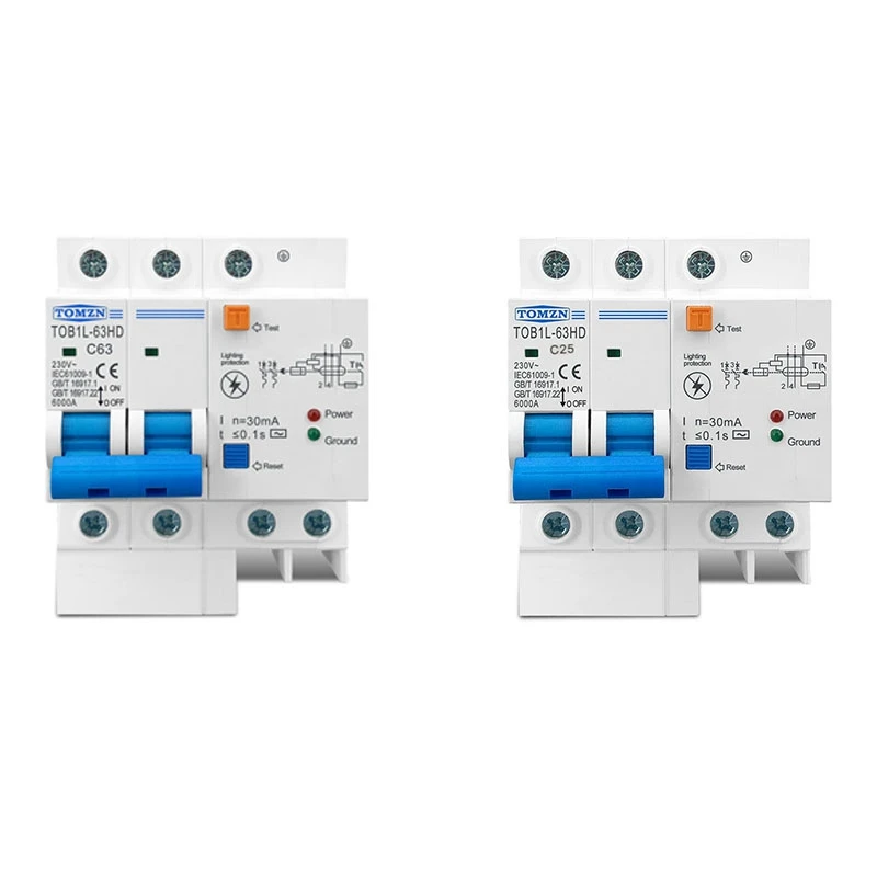 

TOMZN Residual Current Circuit Breaker Main Switch With Surge Protector RCBO MCB With Lightning-Protection SPD