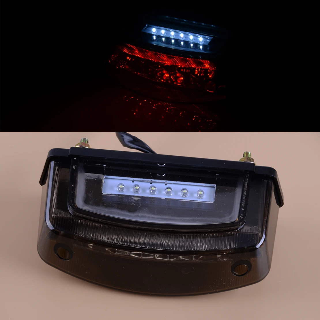 

12V 21LED Motorcycle Motorbike Tail Light Rear LED Brake License Plate Lamp Black Shell Universal