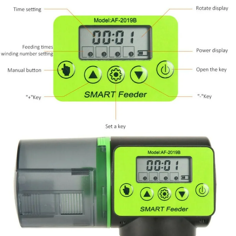 Автоматическая кормушка для аквариума 200 мл с ЖК-дисплеем |
