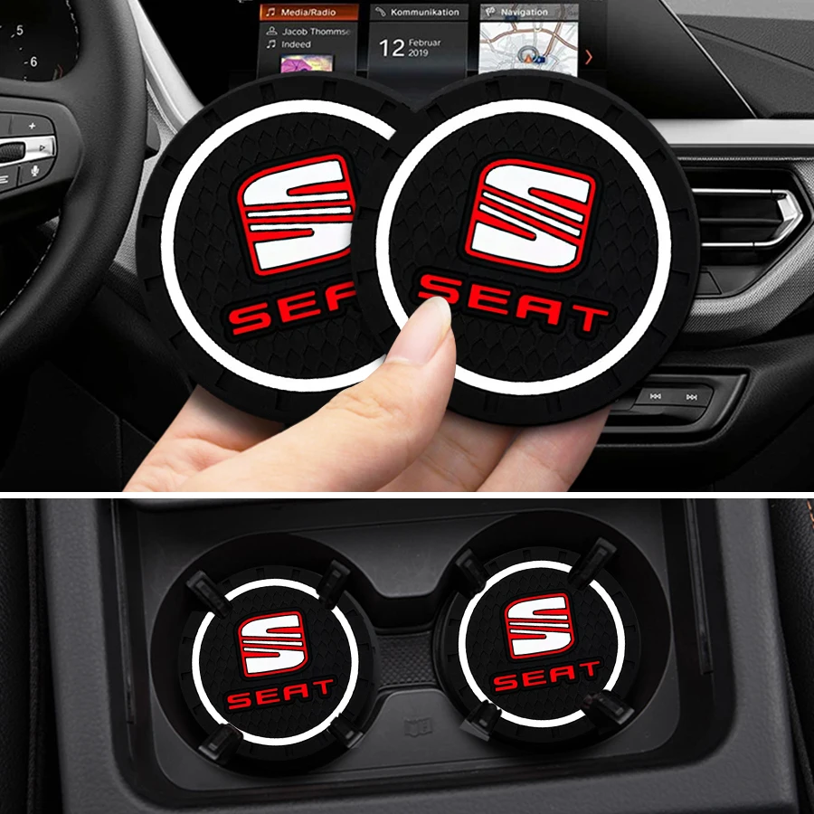 

2Pcs Car Cup Holder Silicone Coaster Water Cup Slot Non-Slip Mat Pad For Seat IBX 20V20 Mii Altea IBE Leon Tole Auto Accessories