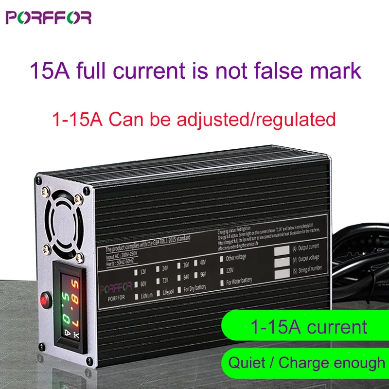 

15A 36V/43.8V/42V/48V/50.4V/58.4V/54.6V/58.8V Lead-acid/Li-ion/Lithium/nmc/Li-polymer/LFP/lifepo4/ battery charger display