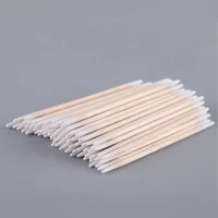100 pcsear care cleaning wood handle pointed tip head cotton semi permanent eyebrow eyelash tattoo thread beauty makeup color