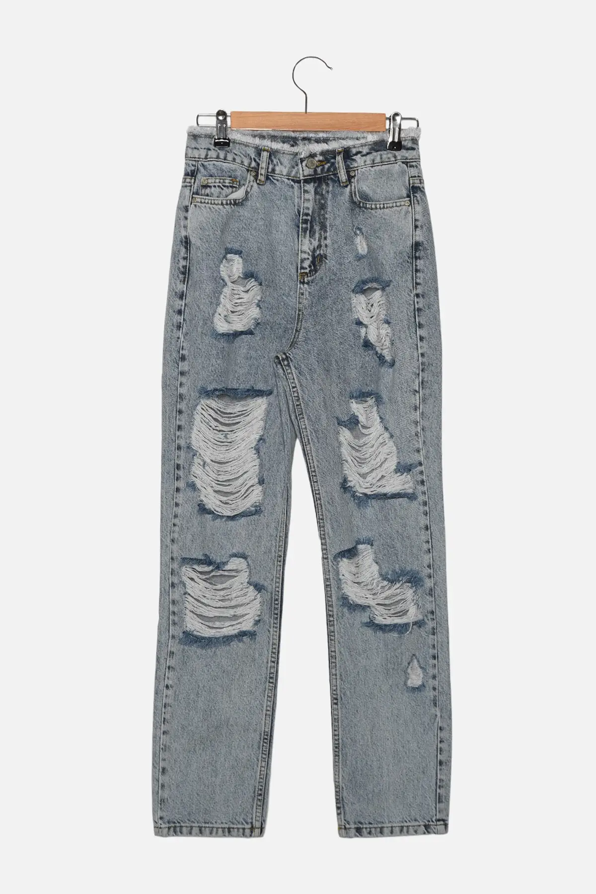 

Trendyol Ripped Detailed Beli Tassels High Waist Bootcut Jeans TWOAW22JE0323