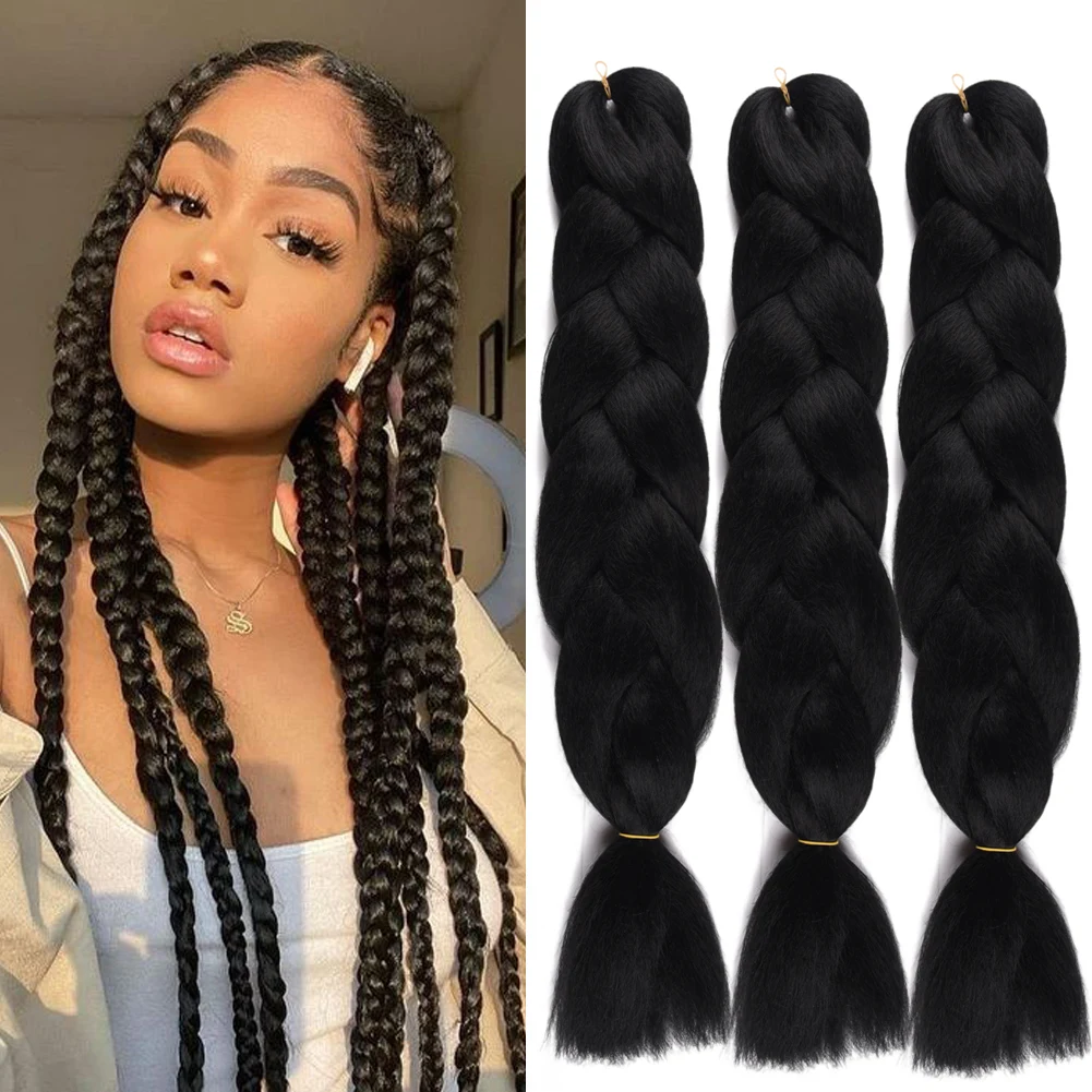 

Crochet Braiding hair 24 inch Jumbo Extensions Synthetic Braid Hair Extensions For Women Ombre Two Tone Color colored hair wicks