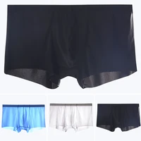 mens ice silk boxer briefs underwear see through breathable seamless bulge pouch homme panties underpants boxer trunks lingerie