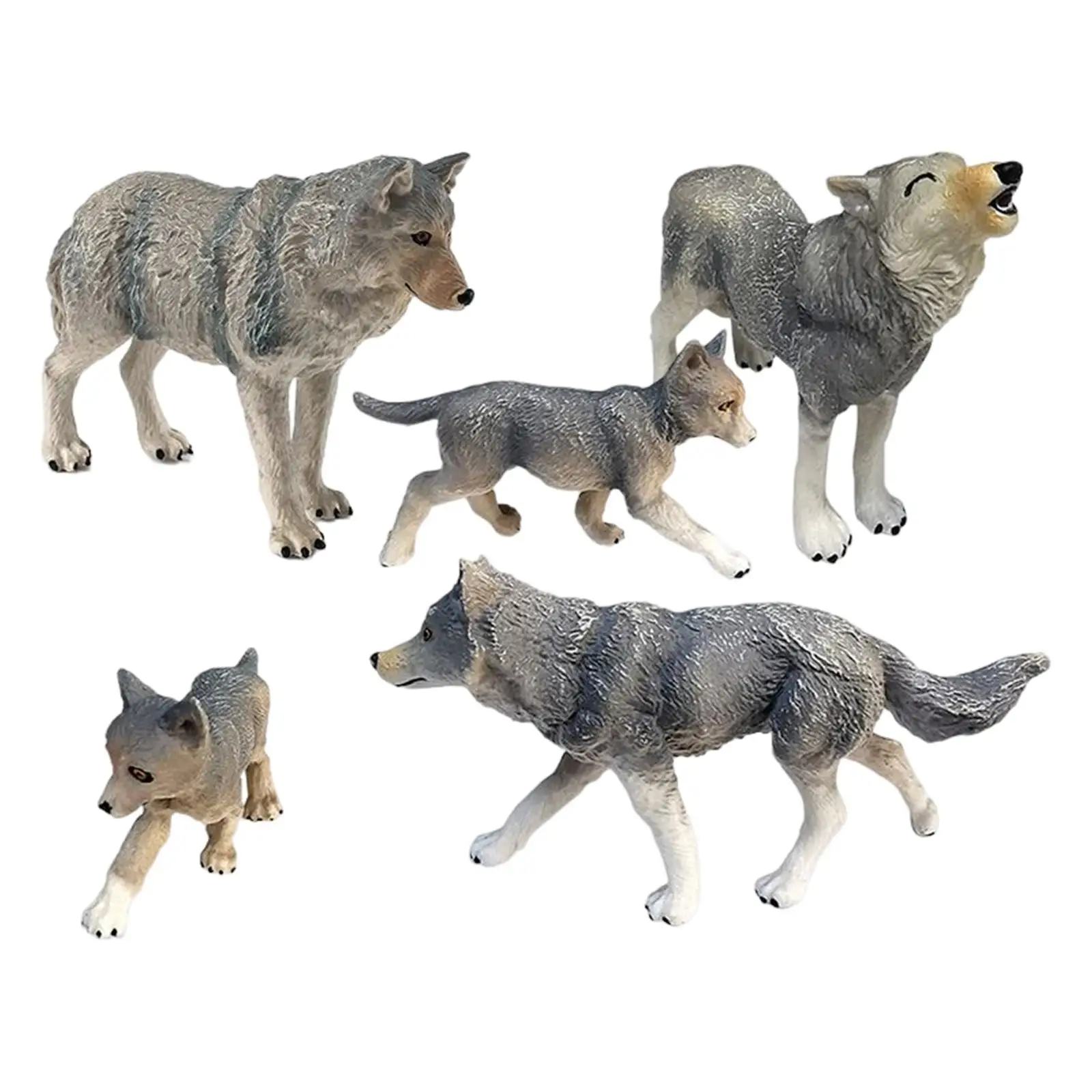 

5Pcs Wolf Animal Model Siberian Wild Life Figures for Kids Education Playset