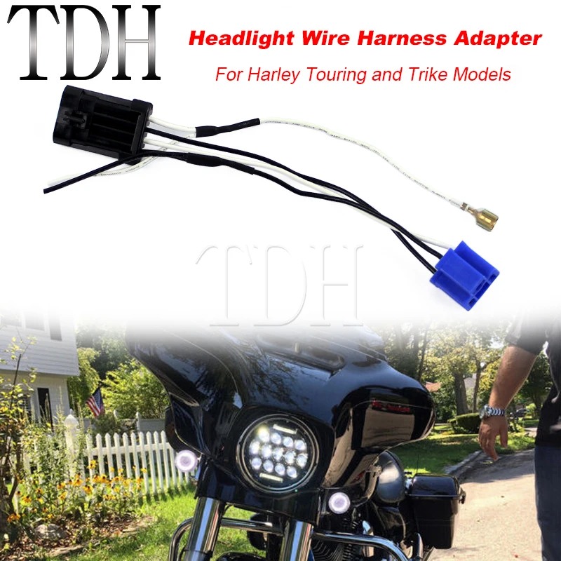 

Переходник для подключения лампы фары к розетке, штекер, кабель для Harley Touring Road King Street Electra Glide Trike 14 +