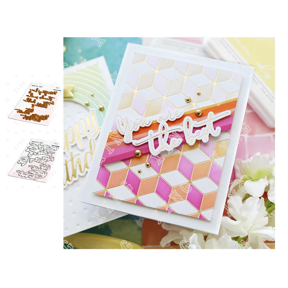 

2022 New High Quality Metal Cutting Hot Foil Dies Fancy Script Words Diy Scrapbook Gift Card Background Decorate Embossing Molds