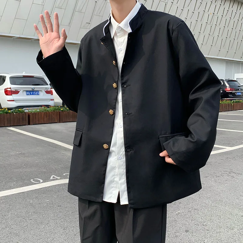 

Осень 2023, мужская повседневная куртка в китайском стиле, маленький костюм, Корейская версия, Униформа, Студенческая куртка, маленький костюм, Молодежная модная куртка