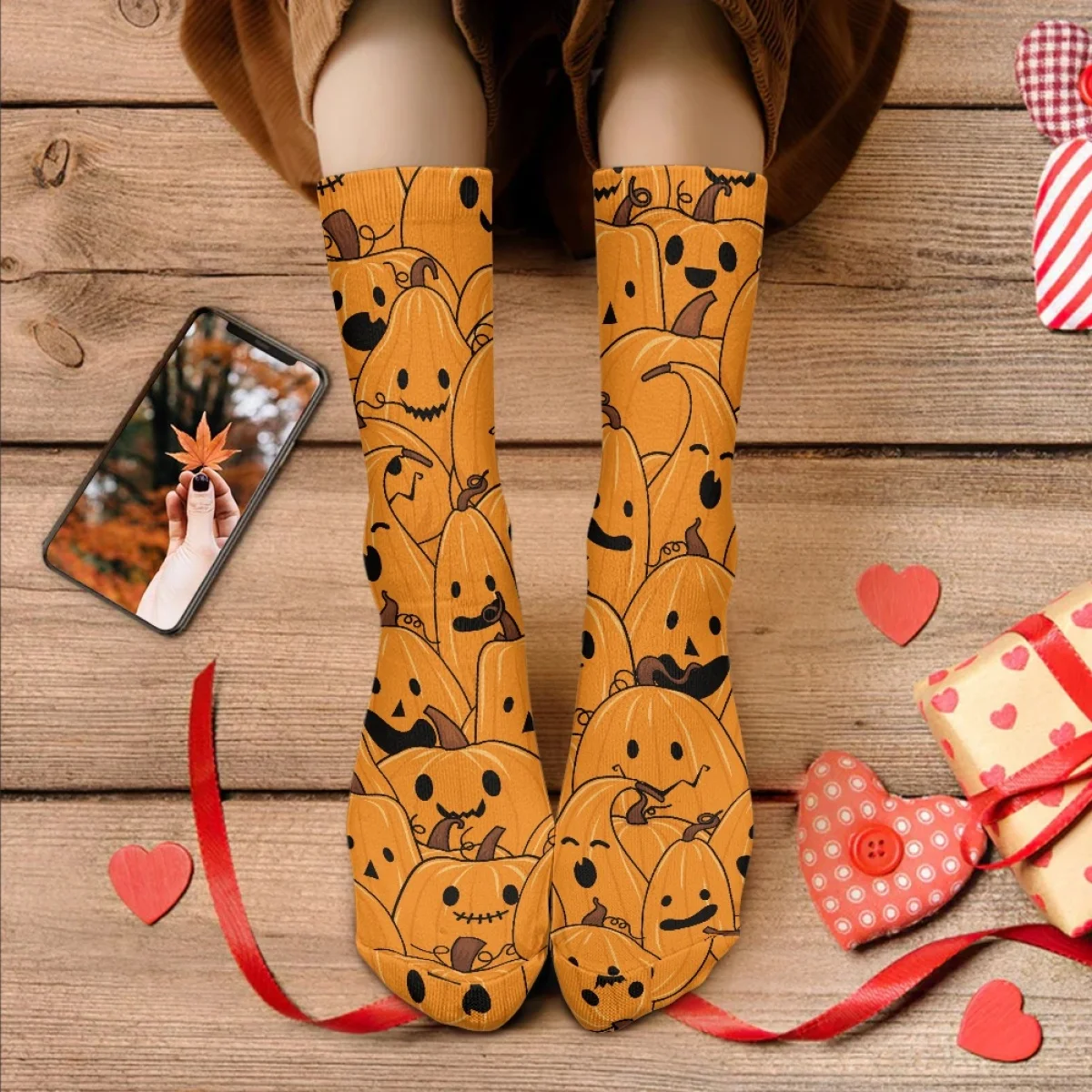 

Украшение на Хэллоуин, милый узор головы тыквы, весна-осень, высококачественные носки средней длины, грязеотталкивающие Нескользящие мягкие носки