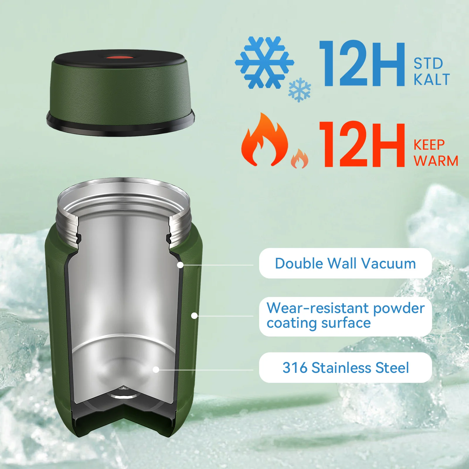 Фото Ланч-бокс Fjbottle Контейнеры для еды из нержавеющей стали с сумкой Термальный ланч-бокс Бесплатная ложка 1000 мл №2