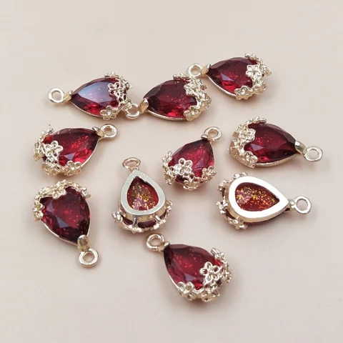 Металлические подвески сливовые капли 10 шт