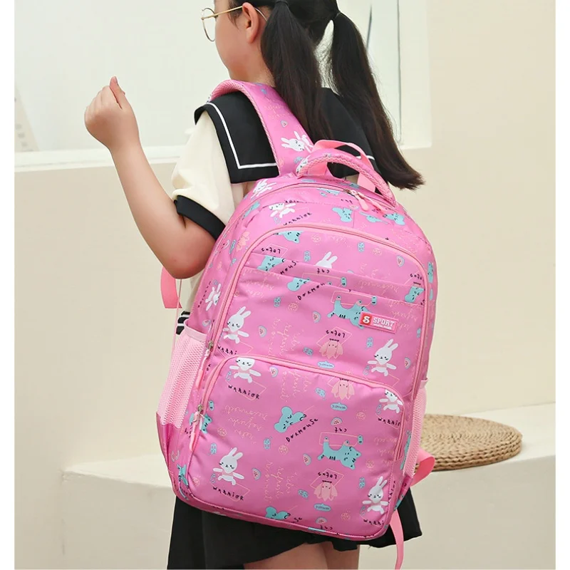 Primary Children Grade 1-3-6 Students Sweet Schoolbags New Cute Rabbit Light Leisure Girls High-capacity Backpacks Drop Shipping
