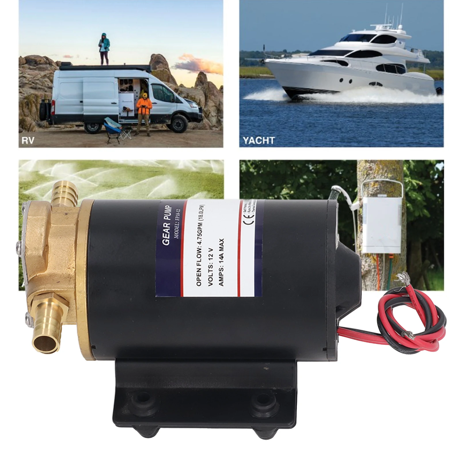 Самовсасывающий шестеренный насос Латунный клапан Резиновое основание 4.75GPM 18LPM