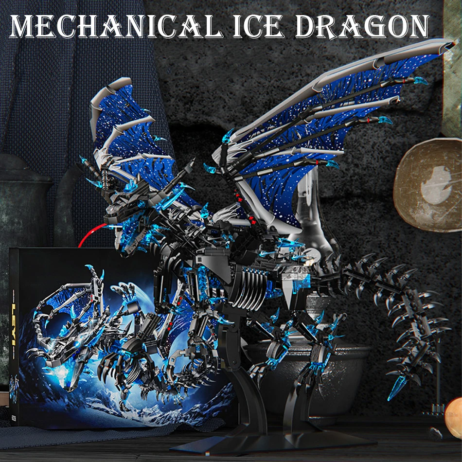 Фото MOC Creative Warcraft механические ледяной дракон строительные блоки средневековые животные меха пламя дракона фигурки кирпичи игрушка для детей подарок №1