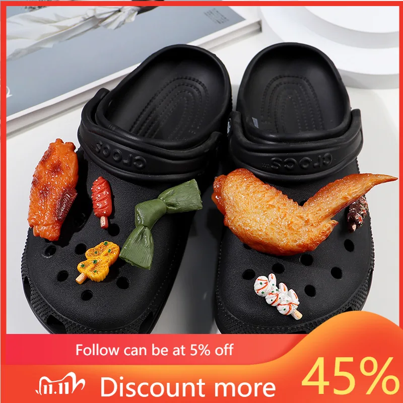 Simulation Charm Big Food Play Small Barbecue Chicken Wings Croc Shoes Accessories Jibb Shoe Buckle Shoes Flower Garden Gift