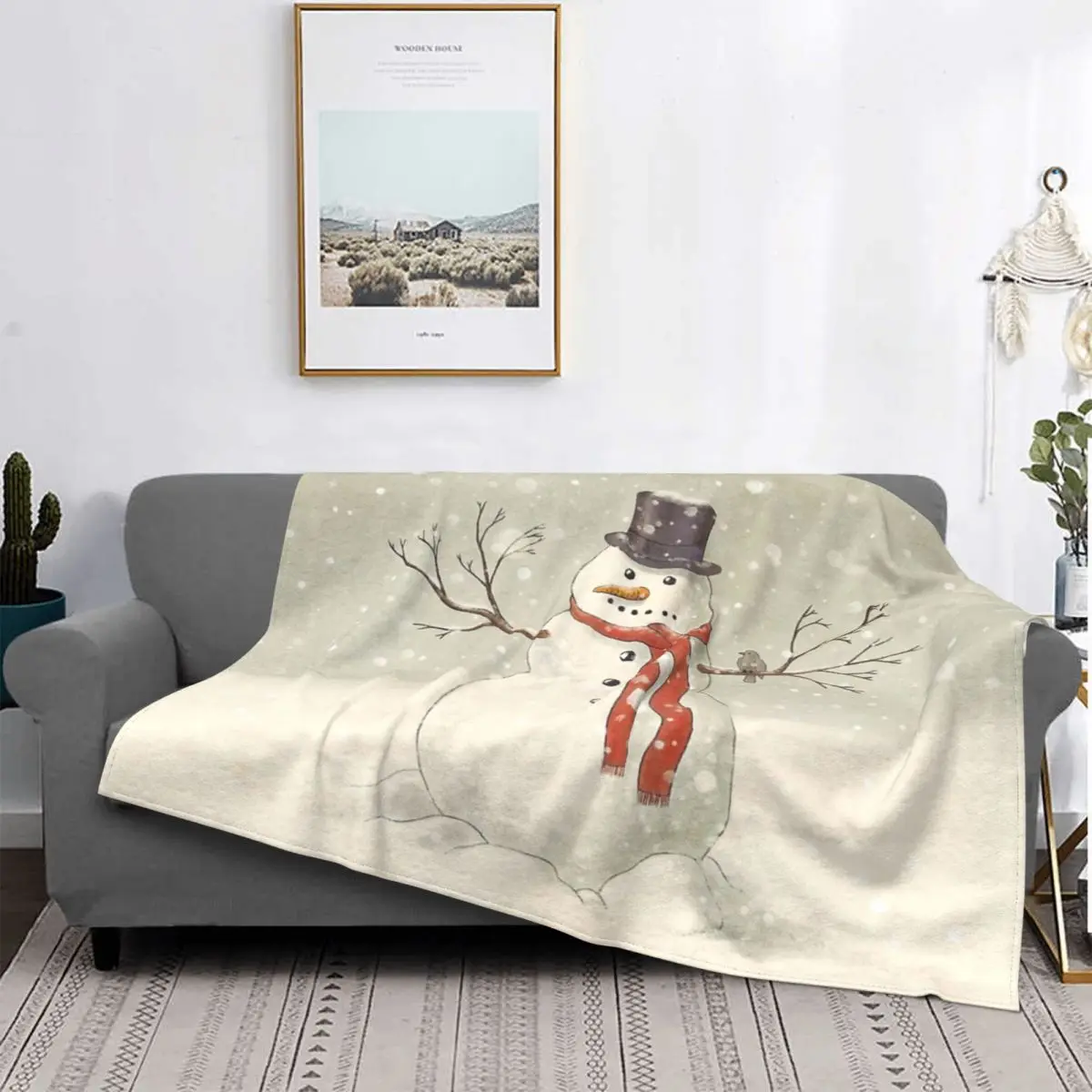 

The Snowman 1 Blanket Bedspread On The Bed Living Room Bed Covers Sofa Bed Throw Blanket