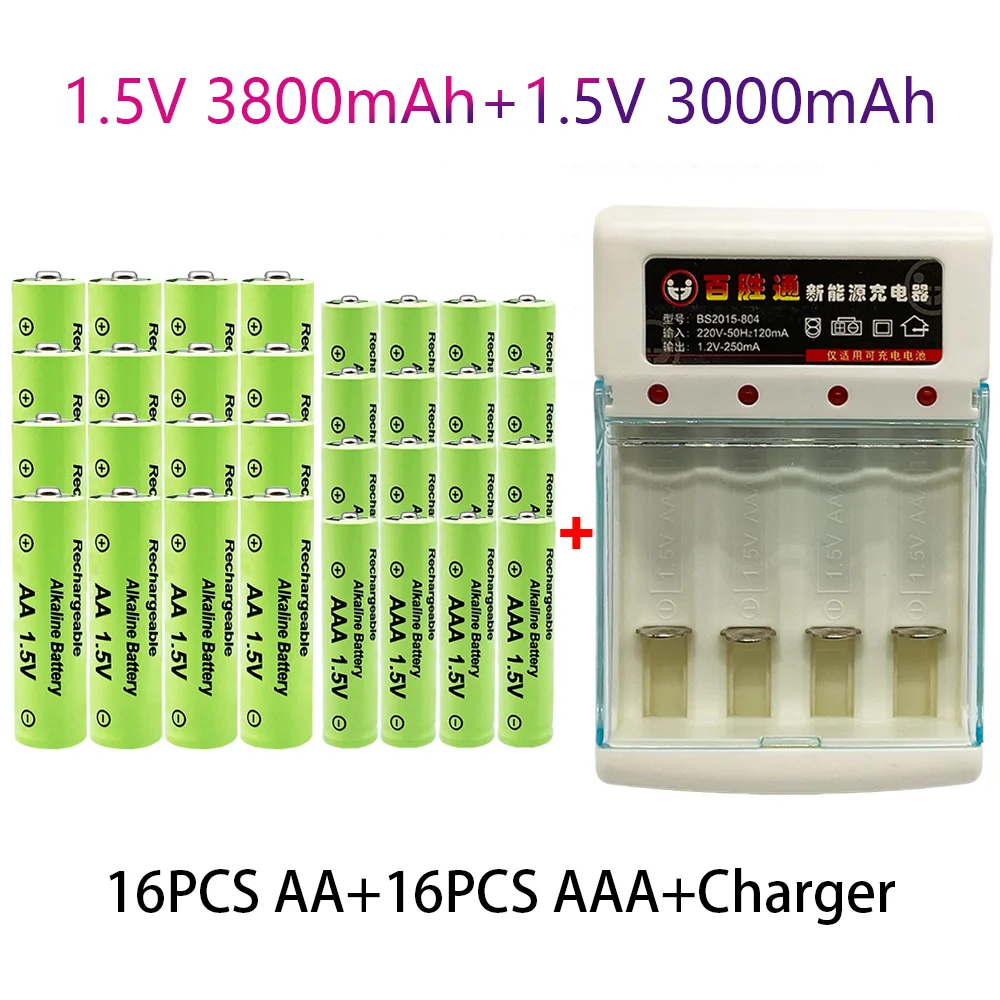 

100% Оригинальная Аккумуляторная батарея 1,5 в AA3.8Ah + AAA3.0Ah Ni-MH 1,5 V батарея для часов, мышей, компьютеров, игрушек и т. д., бесплатная доставка