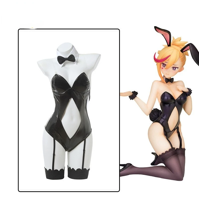 

Game Muse Dash Bunny Girl Rin Cosplay Women's Sexy PU Leather Black Jumpsuit Set