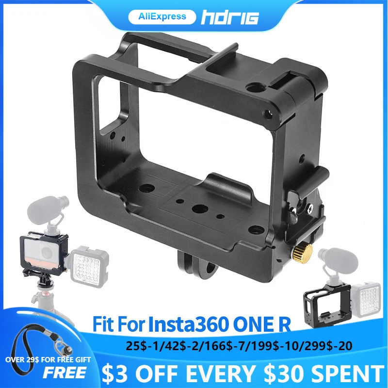 

HDRIG Double Cold Boot Monitor Cage For Insta360 ONE R Sports Camera Frame Expansion Protective Shell Photo Studio