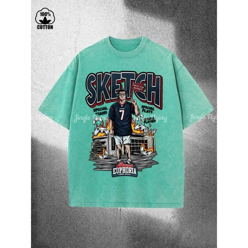 Мужская бирюзовая футболка из хлопка