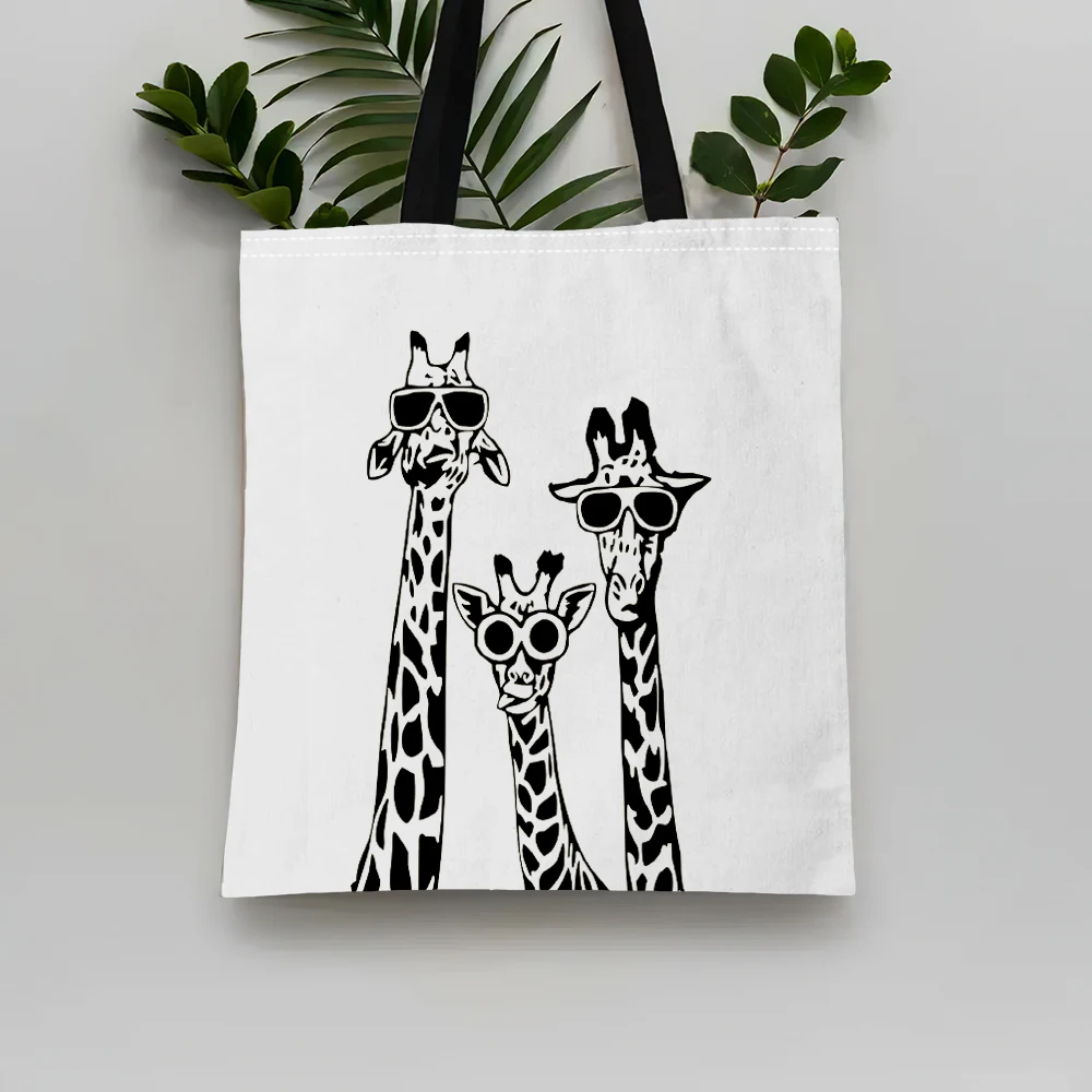 Многоразовая Парусиновая Сумка На Плечо С Жирафом Многоцветная Милым Мультяшным