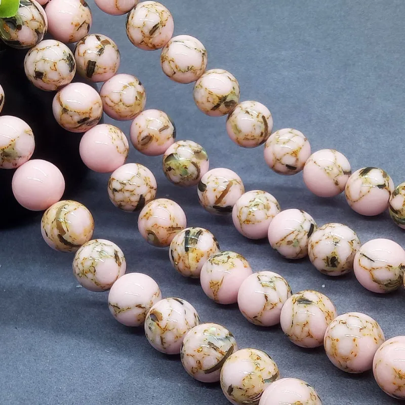 

Light Pink Shell Turquoise Loose Beads Spacer Round Bead for Making Jewelry DIY Bracelet Accessories 4/6/8/10 Mm