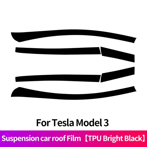 Автомобильная подвеска на крышу из ТПУ, яркая черная пленка, украшение, защита от невидимости, мембранные аксессуары для Tesla 2021-2023, модель 3