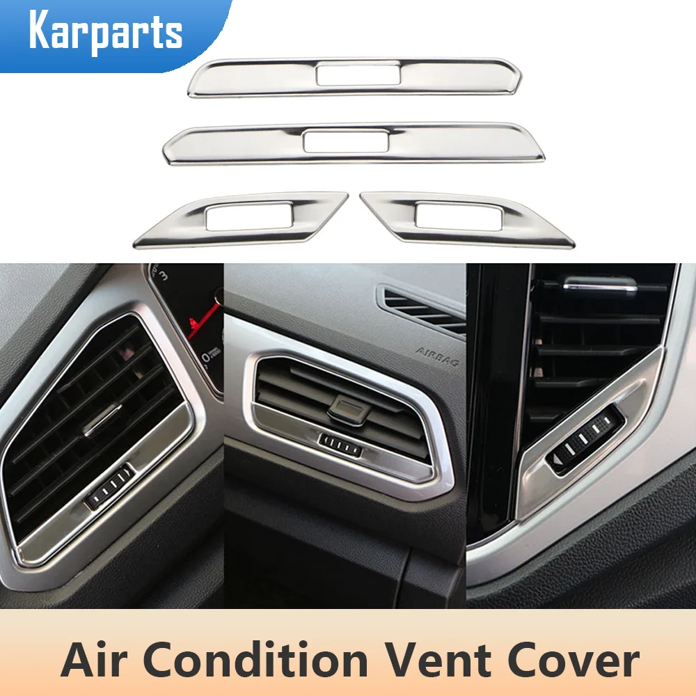 

Stainless Steel Car Front Air Conditioning A/C Vent Outlet Trim Cover Sticker for Volkswagen VW Troc T-roc 2017-2022 Accessories