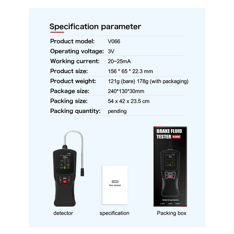 V066 обнаружитель тормозного масла Диагностика автомобильного тестер влажности