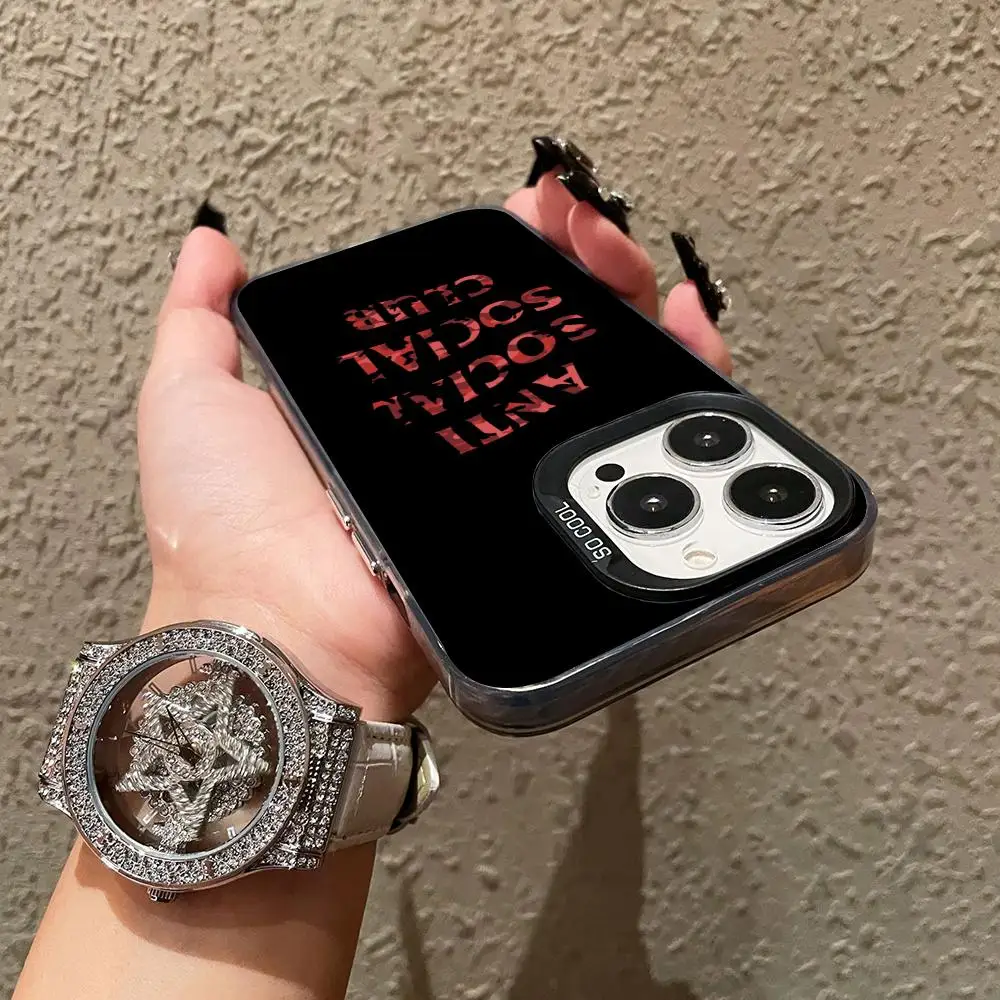 Чехол для мобильного телефона Social Club iPhone 16 15 14 13 12 11 X XR XS 8 7 Pro Max Plus серебристый цвет