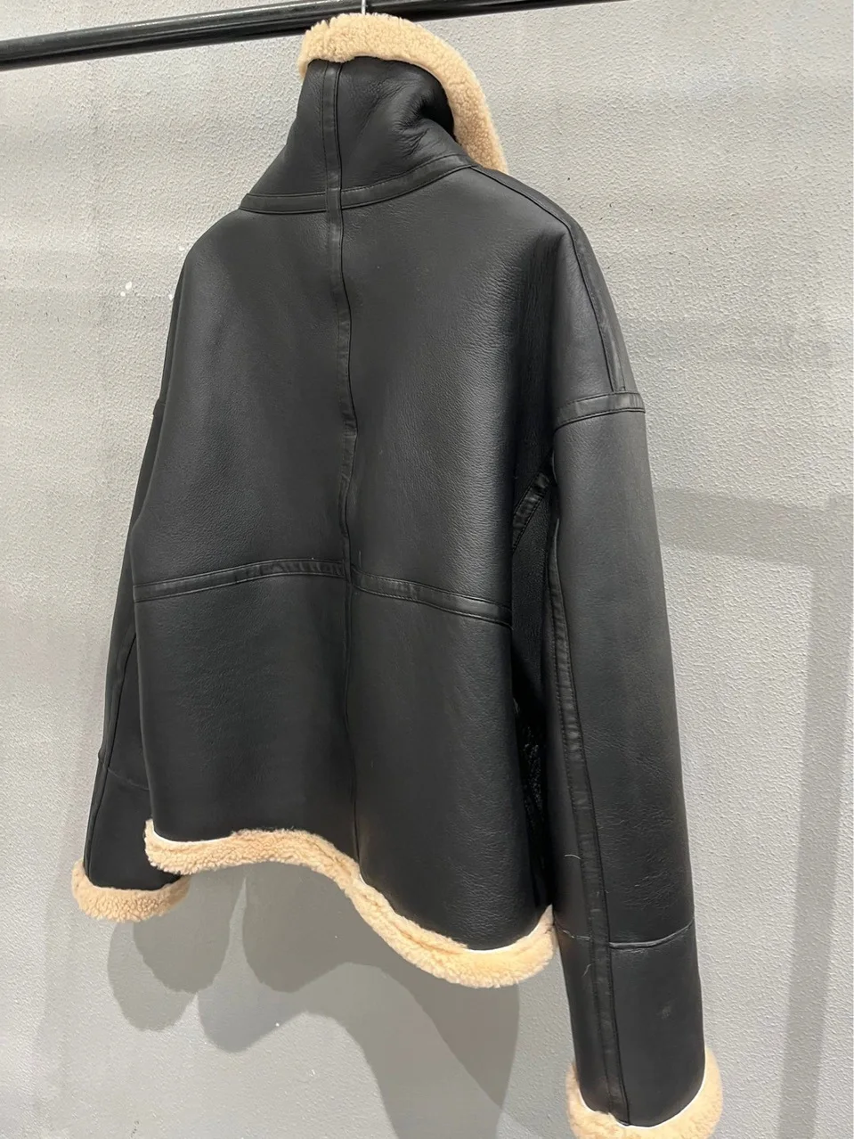 Autumn Korean Style Chic Women's High Quality Wool Fur Sheepskin Leather Casual Coat C783